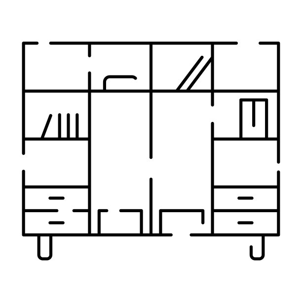 简单的家具矢量线图标。家居设计室内。矢量书柜图片 简单的家具矢量线图标。家居设计室内。矢量书柜图片下载