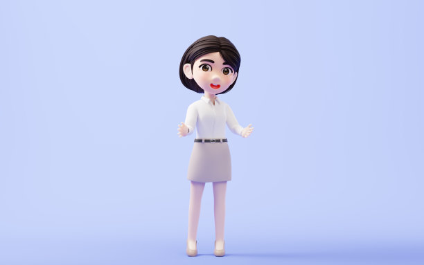 卡通女孩与白衬衫和卡其裙,3d渲染。图片 卡通女孩与白衬衫和卡其裙,3d渲染。图片下载