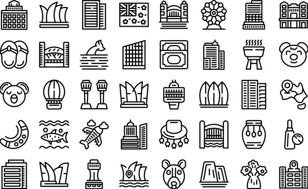 悉尼图标勾勒出城市建筑轮廓图片 悉尼图标勾勒出城市建筑轮廓图片下载