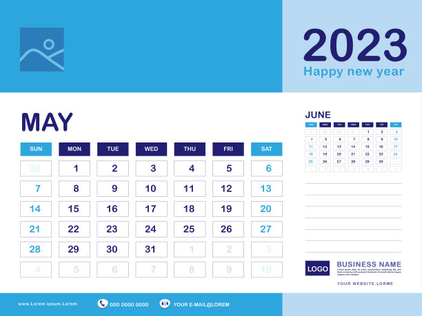 2023年5月,日历计划2023和设置12个月,一周从周日开始。台历2023设计,简洁,挂历,企业设计规划师模板矢量,蓝色背景图片 2023年5月,日历计划2023和设置12个月,一周从周日开始。台历2023设计,简洁,挂历,企业设计规划师模板矢量,蓝色背景图片下载