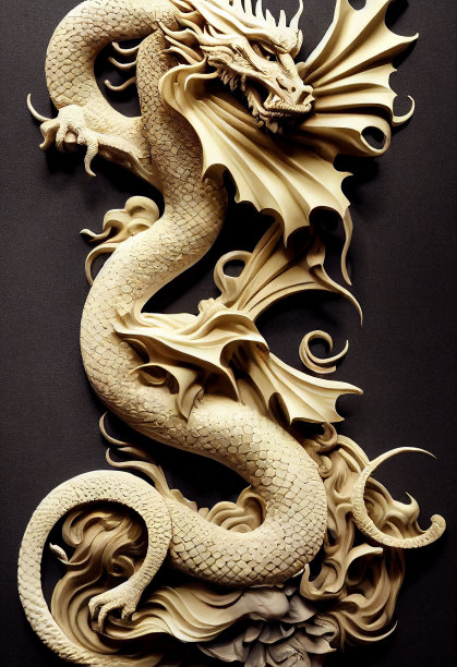 在黑暗背景上的龙雕像的3D插图图片 在黑暗背景上的龙雕像的3D插图图片下载