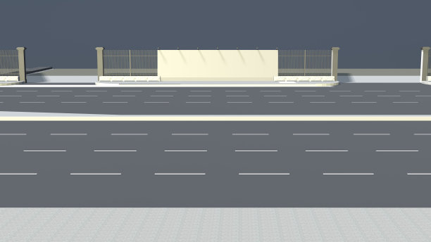 道路场景的3D插图图片 道路场景的3D插图图片下载