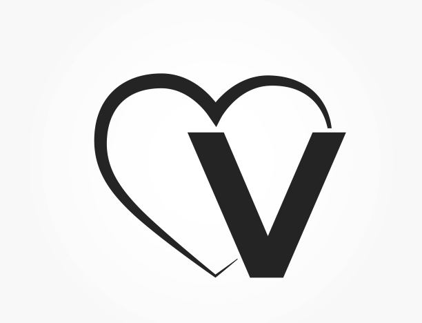 字母v和红心。情人节设计的排版元素。浪漫和爱情的象征。孤立矢量图像图片 字母v和红心。情人节设计的排版元素。浪漫和爱情的象征。孤立矢量图像图片下载