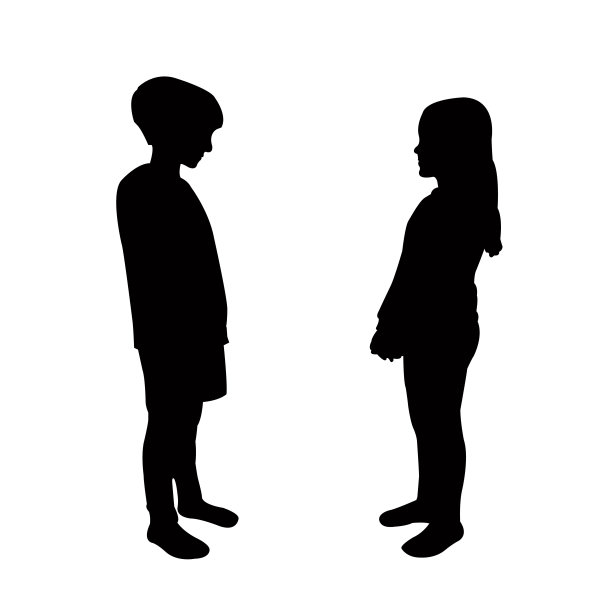 一个男孩和一个女孩在一起玩,剪影矢量图片 一个男孩和一个女孩在一起玩,剪影矢量图片下载