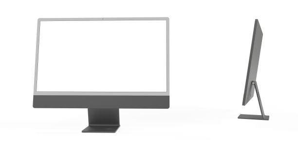 一个现代PC屏幕的3D渲染与黑色框架隔离在白色背景与复制空间图片 一个现代PC屏幕的3D渲染与黑色框架隔离在白色背景与复制空间图片下载