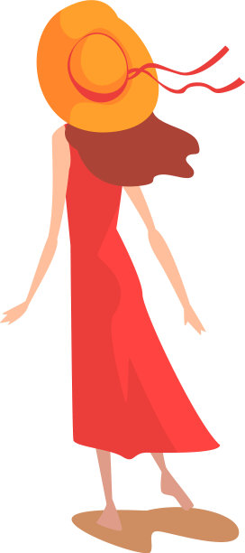 女孩穿红裙子和草帽从后面看图片 女孩穿红裙子和草帽从后面看图片下载