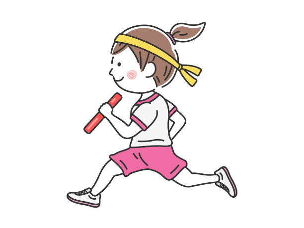 一个女孩在运动会接力赛中拿着接力棒奔跑的插图。图片 一个女孩在运动会接力赛中拿着接力棒奔跑的插图。图片下载
