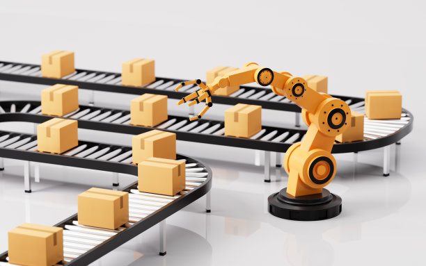机械臂搬运箱子,流水线和机械操作,三维渲染。图片 机械臂搬运箱子,流水线和机械操作,三维渲染。图片下载