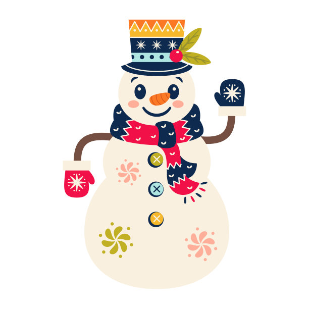 矢量卡通可爱的圣诞雪人插图孤立图片 矢量卡通可爱的圣诞雪人插图孤立图片下载