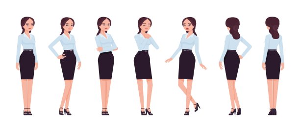 迷人有效的女商人套装,不同的站立姿势图片 迷人有效的女商人套装,不同的站立姿势图片下载