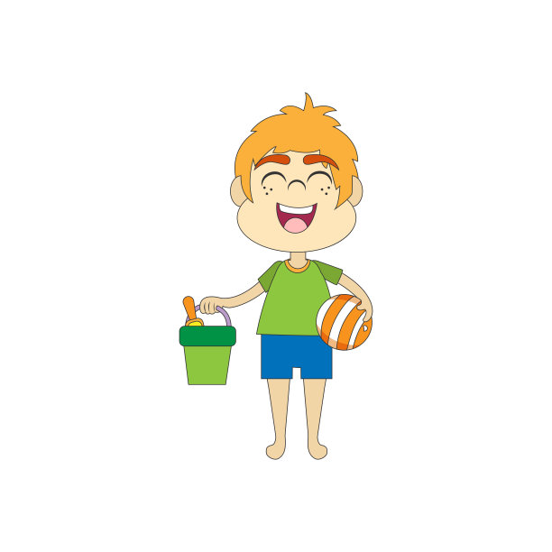 孤立的男孩立方体海滩夏天矢量插图图片 孤立的男孩立方体海滩夏天矢量插图图片下载