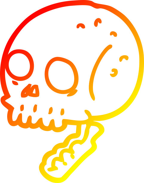 温暖的梯度线绘制的卡通幽灵头骨图片 温暖的梯度线绘制的卡通幽灵头骨图片下载