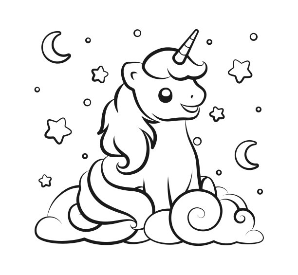 可爱快乐的独角兽坐在云里看图片 可爱快乐的独角兽坐在云里看图片下载