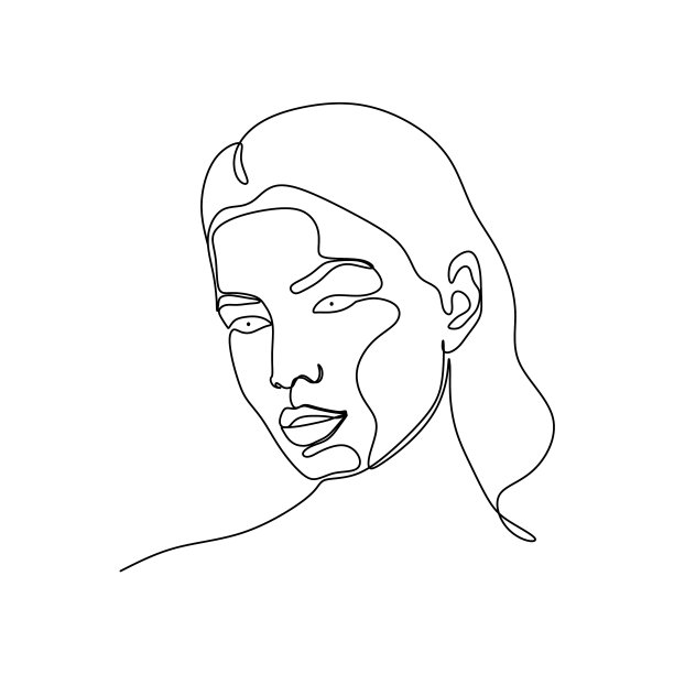 抽象女孩的脸连续一线条画图片 抽象女孩的脸连续一线条画图片下载
