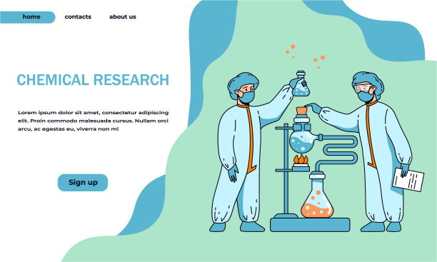 登陆页实验室测试和实验。科学家的研究。带着分析瓶的科学工作者。化学实验室。穿着防护服的化学家。矢量网站设计模板图片 登陆页实验室测试和实验。科学家的研究。带着分析瓶的科学工作者。化学实验室。穿着防护服的化学家。矢量网站设计模板图片下载