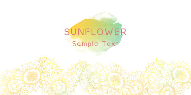 彩色向日葵线艺术框架背景插图材料图片 彩色向日葵线艺术框架背景插图材料图片下载