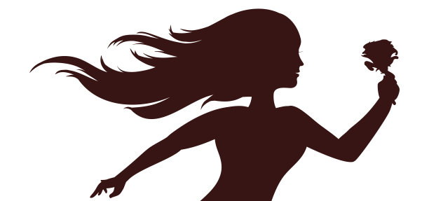 女人的剪影长发和手持玫瑰,矢量插图图片 女人的剪影长发和手持玫瑰,矢量插图图片下载