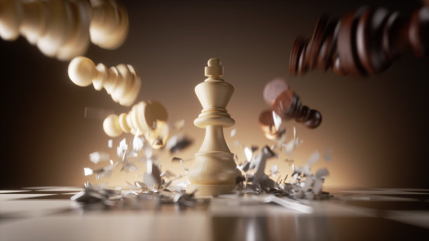 3d插画,棋类游戏攻击性攻击。白王棋子摧毁对手。商业计划,成功概念,政治隐喻图片 3d插画,棋类游戏攻击性攻击。白王棋子摧毁对手。商业计划,成功概念,政治隐喻图片下载