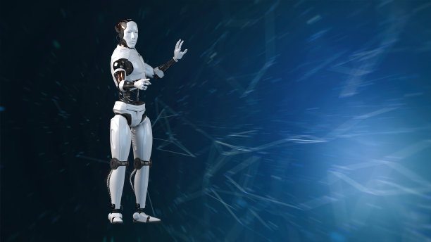 未来世界的机器人正在奔跑。机器人技术展示。机器人的三维渲染动作。图片 未来世界的机器人正在奔跑。机器人技术展示。机器人的三维渲染动作。图片下载