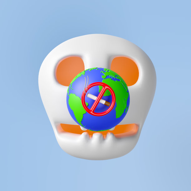 三维香烟与地球,禁止标志,吸烟,头骨隔离在蓝色背景。世界无烟日,戒烟,健康生活理念,3d渲染插画图片 三维香烟与地球,禁止标志,吸烟,头骨隔离在蓝色背景。世界无烟日,戒烟,健康生活理念,3d渲染插画图片下载