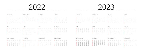 2022年日历和2023年模板。一周从周日开始图片 2022年日历和2023年模板。一周从周日开始图片下载