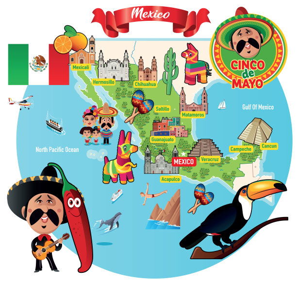 墨西哥,旅游地图,卡通地图图片 墨西哥,旅游地图,卡通地图图片下载