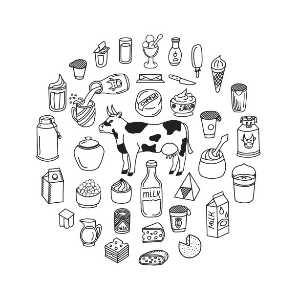 牛奶和乳制品涂鸦集图片 牛奶和乳制品涂鸦集图片下载
