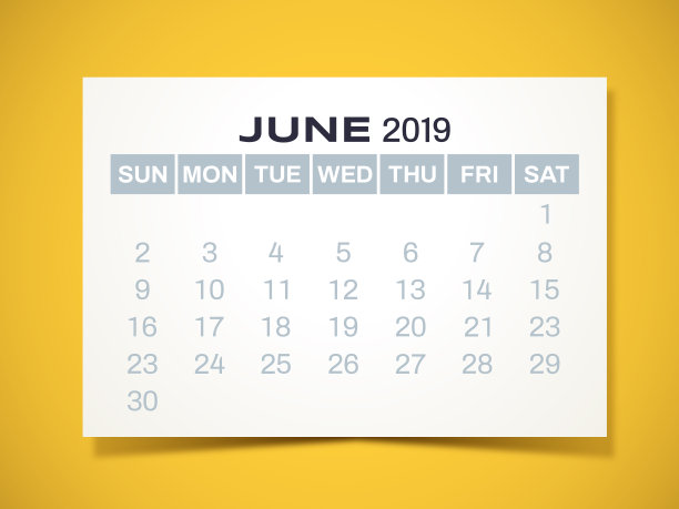 2019年6月日历图片 2019年6月日历图片下载