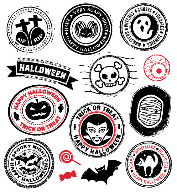 万圣节向量橡皮邮票- v2图片 万圣节向量橡皮邮票- v2图片下载