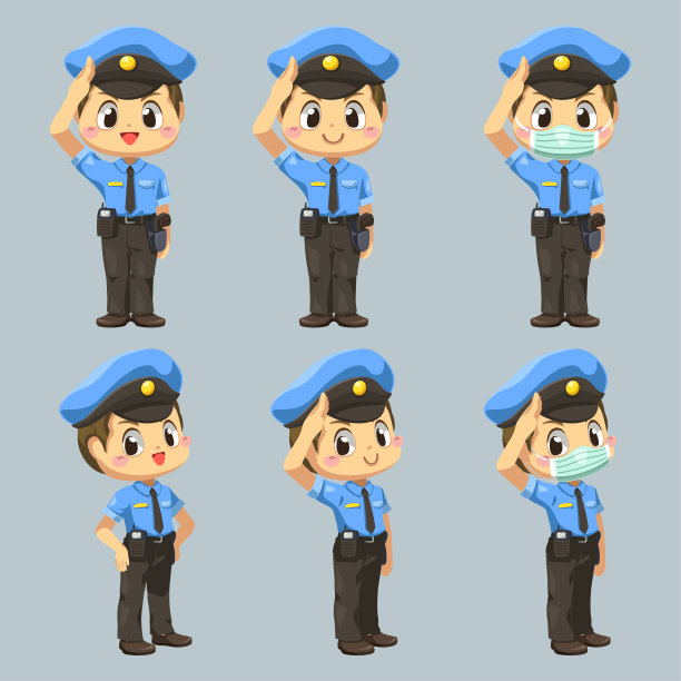 一套男人与警察制服的卡通人物图片 一套男人与警察制服的卡通人物图片下载
