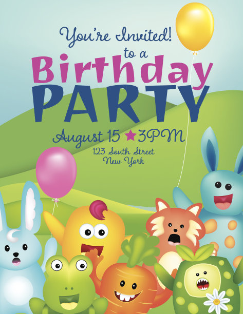 少年生日卡片模板与可爱的怪物图片 少年生日卡片模板与可爱的怪物图片下载