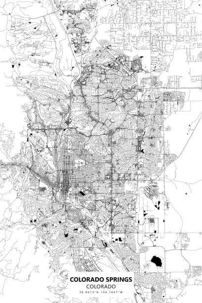 科罗拉多斯普林斯,美国科罗拉多州矢量地图图片 科罗拉多斯普林斯,美国科罗拉多州矢量地图图片下载