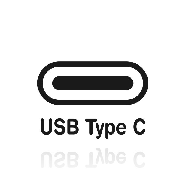 USB C型接口。白色背景上反射的图标图片 USB C型接口。白色背景上反射的图标图片下载