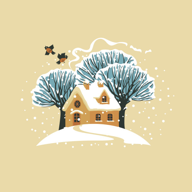 雪屋和树木的冬季景观图片 雪屋和树木的冬季景观图片下载