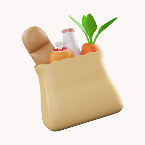 3D袋装健康食品,有机新鲜天然食品。杂货配送概念。图片 3D袋装健康食品,有机新鲜天然食品。杂货配送概念。图片下载