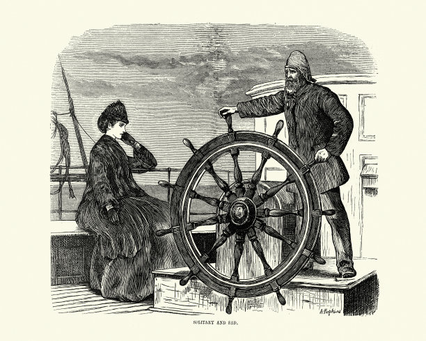 船长掌舵,女乘客,19世纪图片 船长掌舵,女乘客,19世纪图片下载