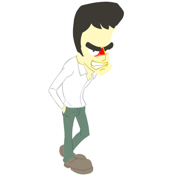 一个苗条的卡通男人的插图。生气。黑色的头发。图片 一个苗条的卡通男人的插图。生气。黑色的头发。图片下载