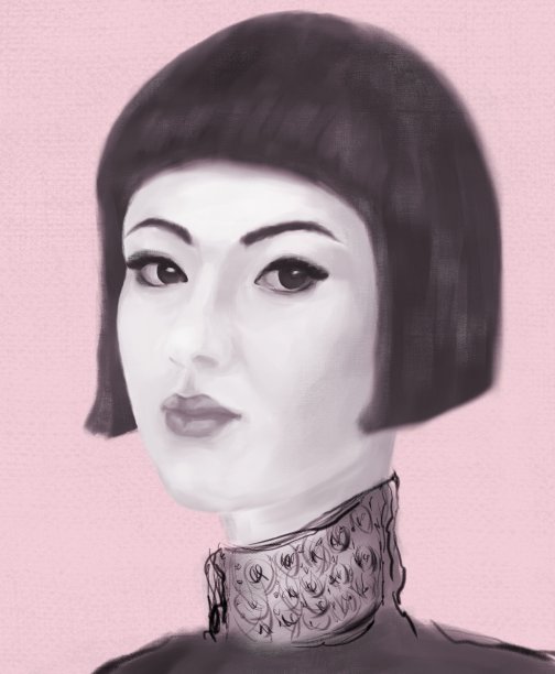 一幅印象派风格的亚洲女孩的绘画肖像图片 一幅印象派风格的亚洲女孩的绘画肖像图片下载