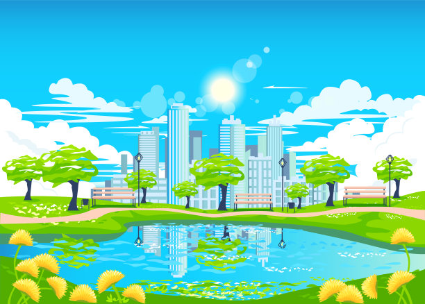 有湖的城市公园图片 有湖的城市公园图片下载