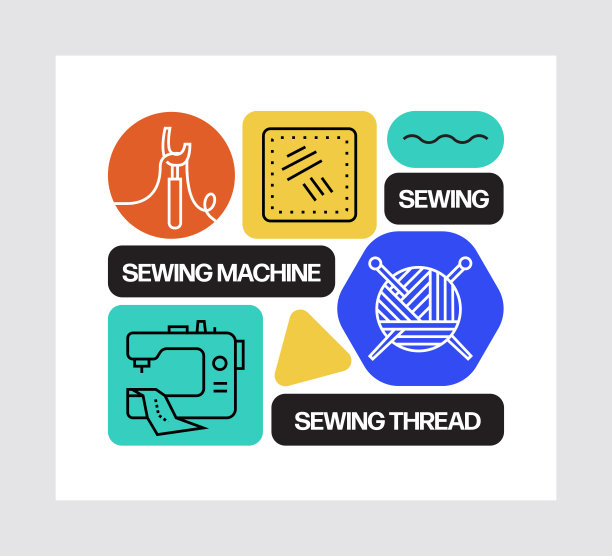缝纫概念,线风格矢量插图图片 缝纫概念,线风格矢量插图图片下载