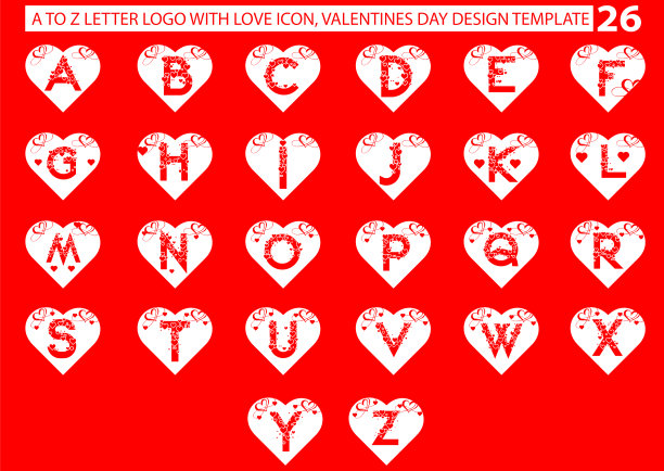 A到z字母标志与爱图标情人节图片 A到z字母标志与爱图标情人节图片下载
