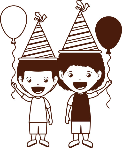 生日戴派对帽的剪影男孩图片 生日戴派对帽的剪影男孩图片下载