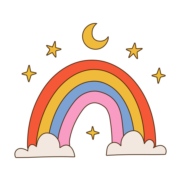 彩虹与云彩,星星和月亮。矢量插图。卡通涂鸦风格的风格孤立在白色背景。适合孩子,海报,印刷品,卡片,织物,儿童书籍。图片 彩虹与云彩,星星和月亮。矢量插图。卡通涂鸦风格的风格孤立在白色背景。适合孩子,海报,印刷品,卡片,织物,儿童书籍。图片下载