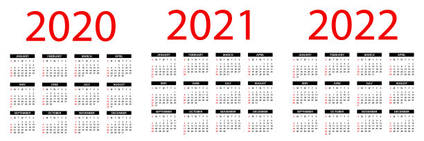 日历2020年,2021年,2022年-简单布局插图。一周从周日开始。日历设定为2020年、2021年、2022年图片 日历2020年,2021年,2022年-简单布局插图。一周从周日开始。日历设定为2020年、2021年、2022年图片下载