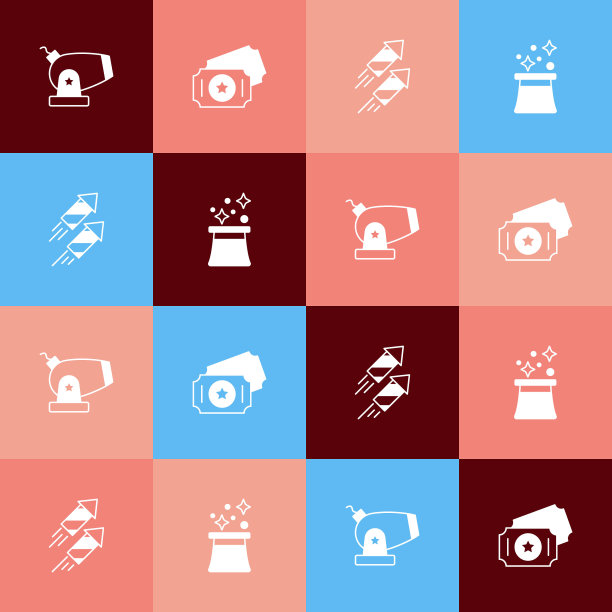 集波普艺术大炮,马戏团门票,烟花火箭和魔术师帽子图标。向量图片 集波普艺术大炮,马戏团门票,烟花火箭和魔术师帽子图标。向量图片下载