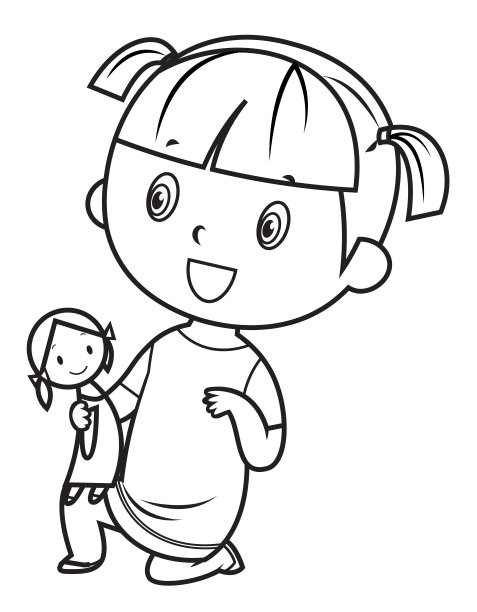 涂色书,女孩玩玩具图片 涂色书,女孩玩玩具图片下载
