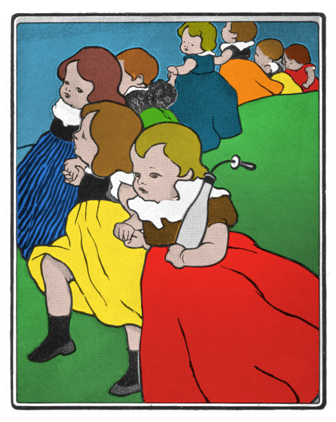 一群小女孩在一排新艺术插画1898图片 一群小女孩在一排新艺术插画1898图片下载