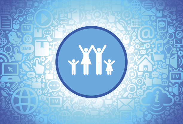 Stick Figure Family Icon on Internet Technology背景图片 Stick Figure Family Icon on Internet Technology背景图片下载