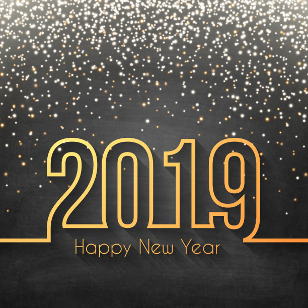 2019年新年快乐——带有金色闪光的黑板纹理(黑板)图片 2019年新年快乐——带有金色闪光的黑板纹理(黑板)图片下载