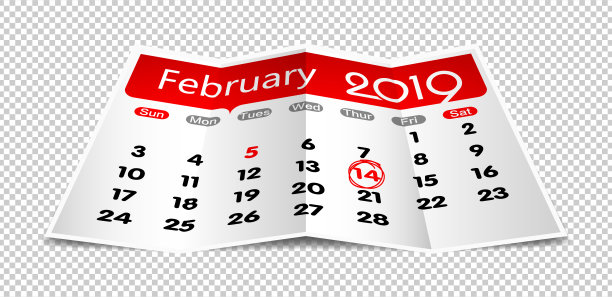 矢量2019年2月日历上折叠纸孤立图片 矢量2019年2月日历上折叠纸孤立图片下载